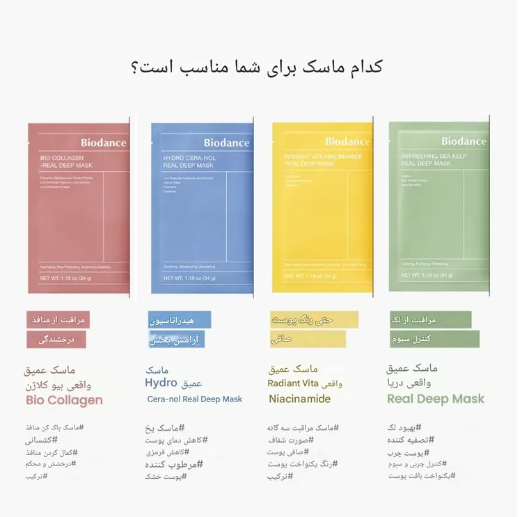 ماسک بایودنس آبی آبرسان و تقویت کننده /پوست های خشک ۴ عدد اورجینال برند Biodance