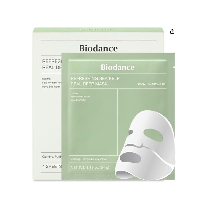 ماسک ورقهای تسکیندهنده بایودنس – مدل سبز اورجینال ۴ عددی برند Biodance